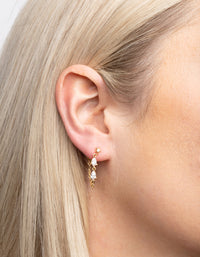 Gold Plated Cubic Zirconia Jacket Earrings - link has visual effect only