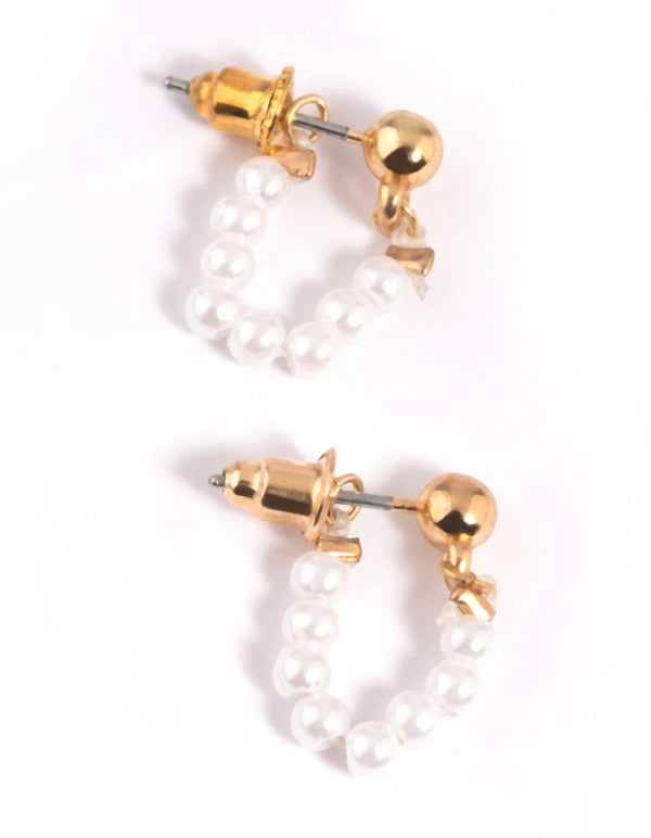 Gold Pearl Chain Jacket Earrings