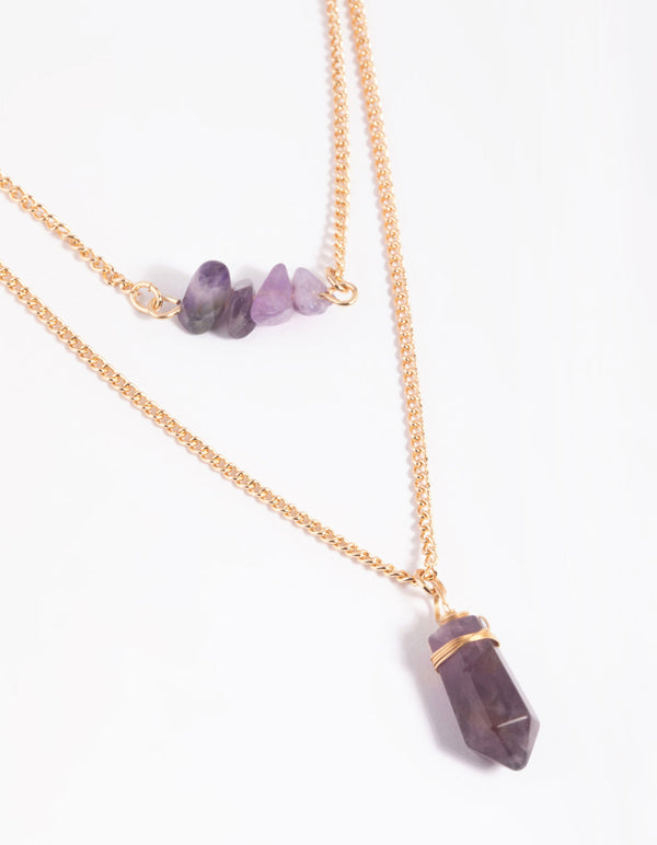 Amethyst Chip Layered Necklace
