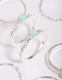 Green Fluorite Textured Ring Stack Pack - link has visual effect only