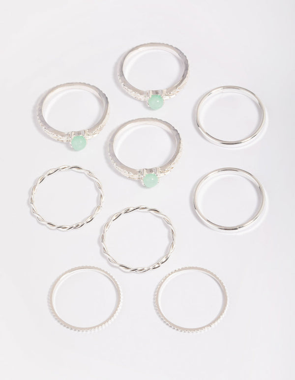 Green Fluorite Textured Ring Stack Pack