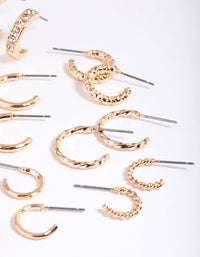 Gold Mixed Diamante Hoop Earring 8-Pack - link has visual effect only