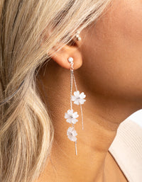 Rose Gold White Flower Drop Earrings - link has visual effect only