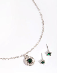 Rhodium Diamante Necklace & Earrings Set - link has visual effect only