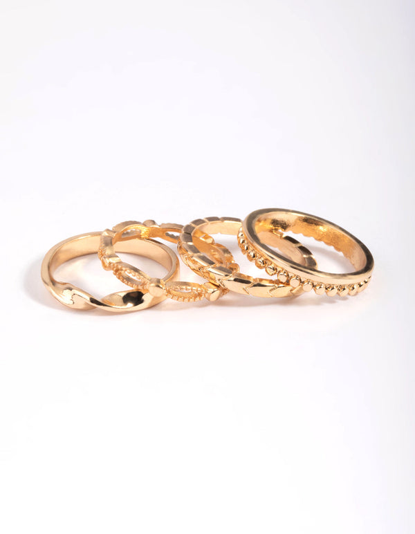 Gold Textured Ring Stack 5-Pack