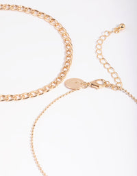 Gold Ball Chain Anklet Set - link has visual effect only