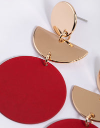 Red Geometric Disc Drop Earrings - link has visual effect only