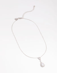 Rhodium Regal Pear Pendant Necklace - link has visual effect only