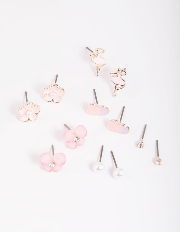 Kids Ballet Flower Stud Earring 6-Pack
