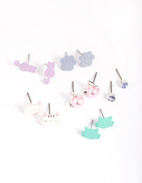 Kids Pastel Cat Stud Earring 6-Pack - link has visual effect only