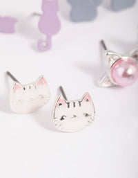 Kids Pastel Cat Stud Earring 6-Pack - link has visual effect only