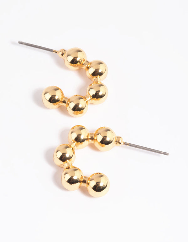 Gold Plated Ball Hoop Earrings