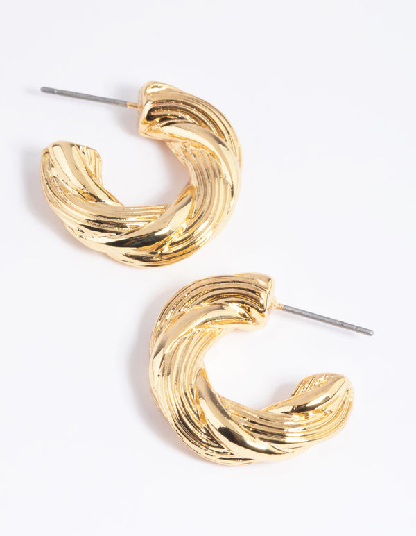 Gold Plated Chunky Swirl Hoop Earrings