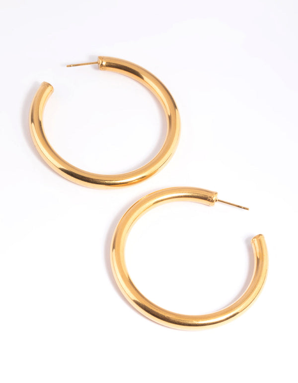 Gold Plated Stainless Steel Large Chunky Hoop Earrings