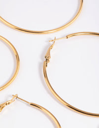 Gold Plated Stainless Steel Thin Hoop Earring Pack - link has visual effect only