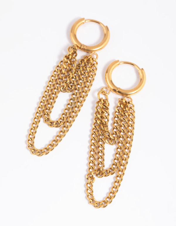 Gold Plated Stainless Steel Chain Drop Earrings