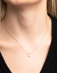 Stainless Steel Cubic Zirconia Solitaire Necklace - link has visual effect only