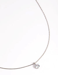 Stainless Steel Cubic Zirconia Solitaire Necklace - link has visual effect only