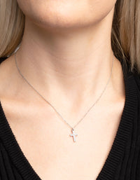 Stainless Steel Cubic Zirconia Cross Necklace - link has visual effect only