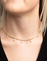 Gold Plated Surgical Steel Freshwater Pearl Chain Necklace - link has visual effect only