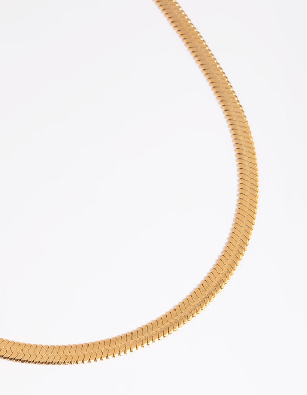 Gold Plated Stainless Steel Herringbone Necklace