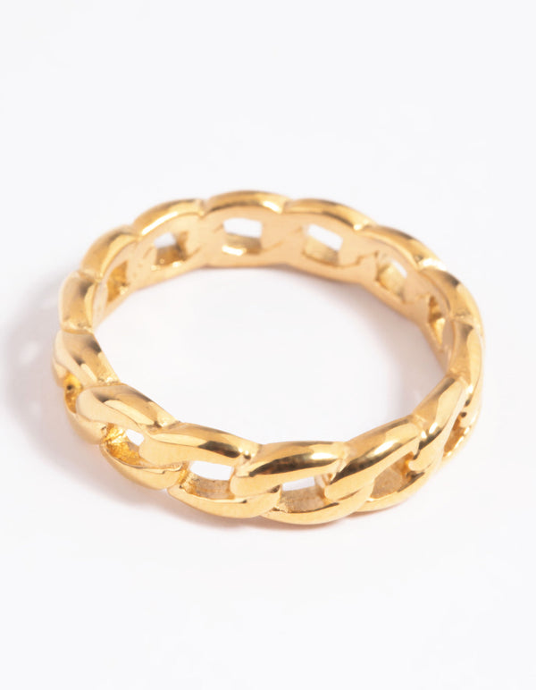 Gold Plated Stainless Steel Chain Ring