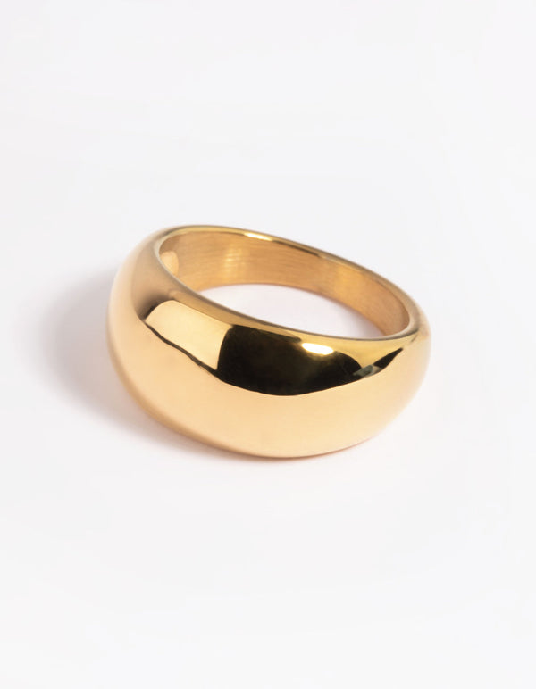 Gold Plated Stainless Steel Dome Ring