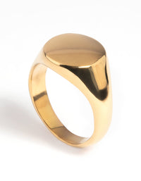 Gold Plated Stainless Steel Signet Ring - link has visual effect only
