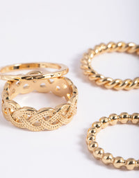 Gold Plated Twisted Ring Stack 4-Pack - link has visual effect only