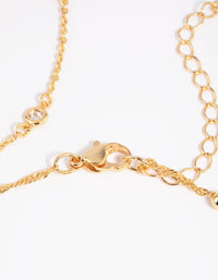 Gold Plated Cubic Zirconia Chain Anklet Set - link has visual effect only