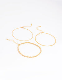 Gold Plated Twisted Chain Anklet Pack - link has visual effect only