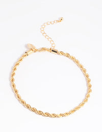 Gold Plated Twisted Chain Anklet - link has visual effect only