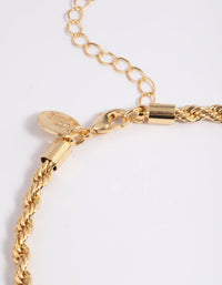 Gold Plated Twisted Chain Anklet - link has visual effect only