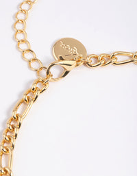 Gold Plated Figaro Chain Anklet - link has visual effect only