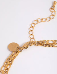 Gold Plated Stainless Steel Figaro Chain Anklet - link has visual effect only