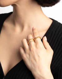 Gold Plated Cubic Zirconia Chain Ring Pack - link has visual effect only