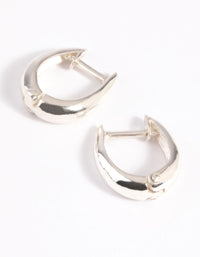 Sterling Silver Oval Hinge Huggie Hoop Earrings - link has visual effect only