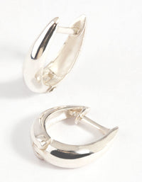 Sterling Silver Oval Hinge Huggie Hoop Earrings - link has visual effect only