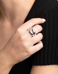 Silver Plated Irregular Ring Set - link has visual effect only