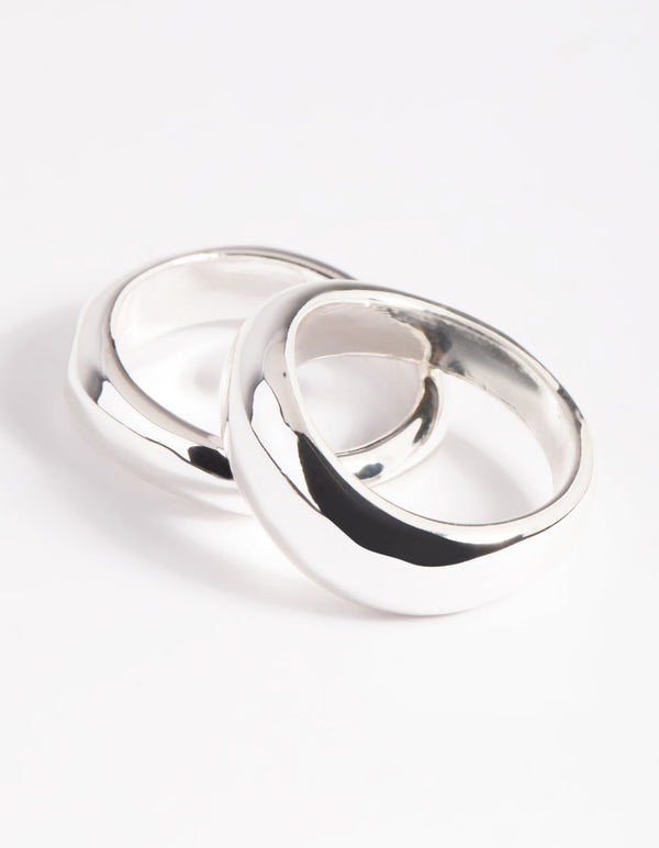 Silver Plated Irregular Ring Set