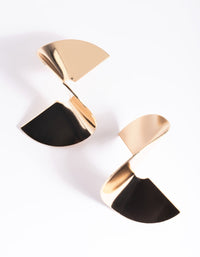 Gold Twisted Fan Stud Earrings - link has visual effect only