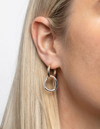 Mixed Metal Link Huggie Hoop Earrings - link has visual effect only
