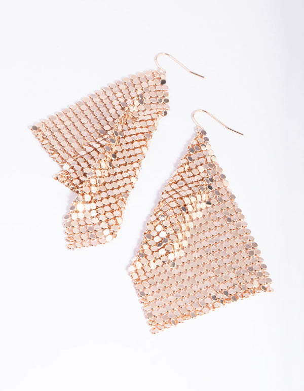Rose Gold Chain Mail Drop Earrings