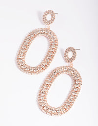 Rose Gold Diamante Oval Drop Earrings - link has visual effect only