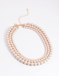 Gold Pearl & Bead Layered Necklace - link has visual effect only