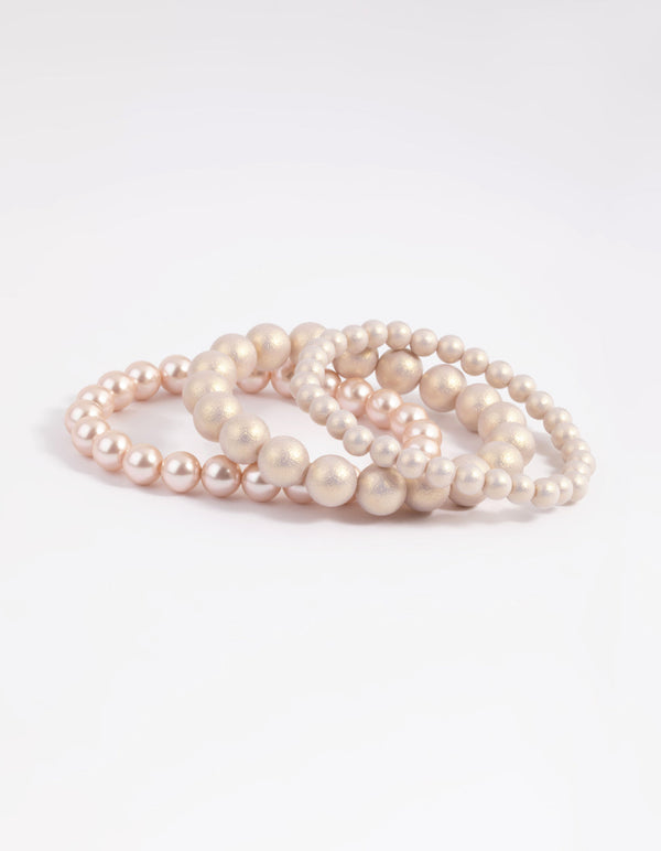 Gold Pearl & Bread Stretch Bracelet Pack