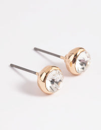 Gold Diamante Round Stud Earrings - link has visual effect only