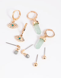 Green Fluorite Evil Eye Earring Stack Pack - link has visual effect only