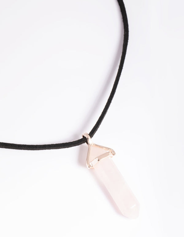 Rose Quartz Shard Cord Necklace