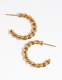 Gold Plated Surgical Steel Twisted Hoop Earrings - link has visual effect only
